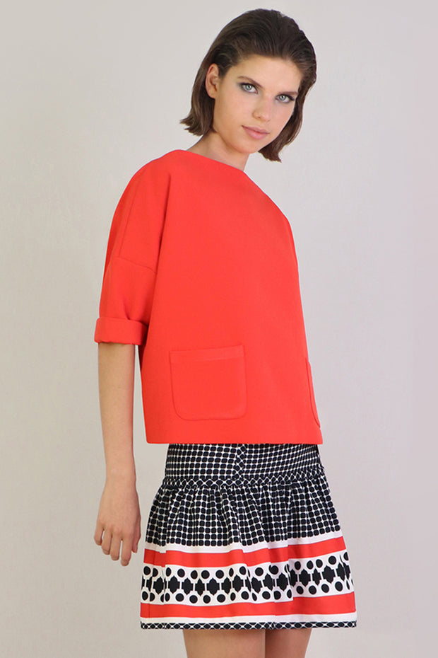 Tissue Swing Top With Pockets 3/4sl Red