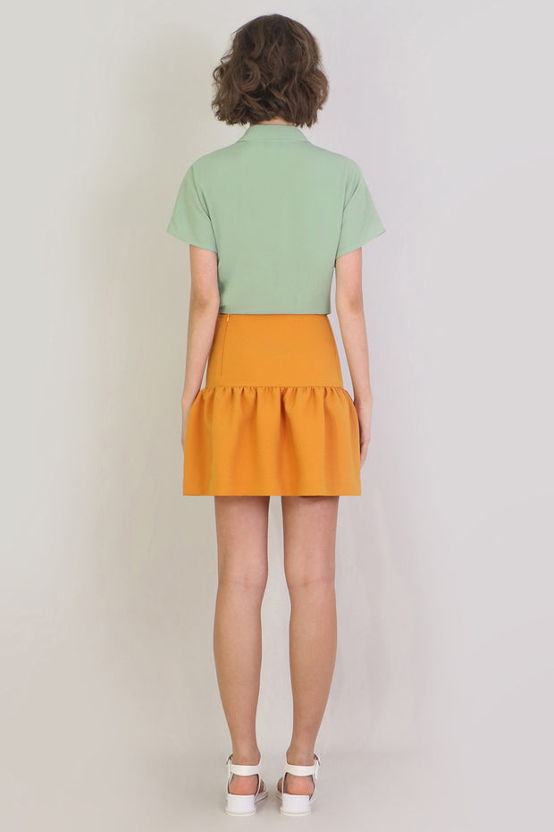 Tissue Mini Peplum Skirt Earth