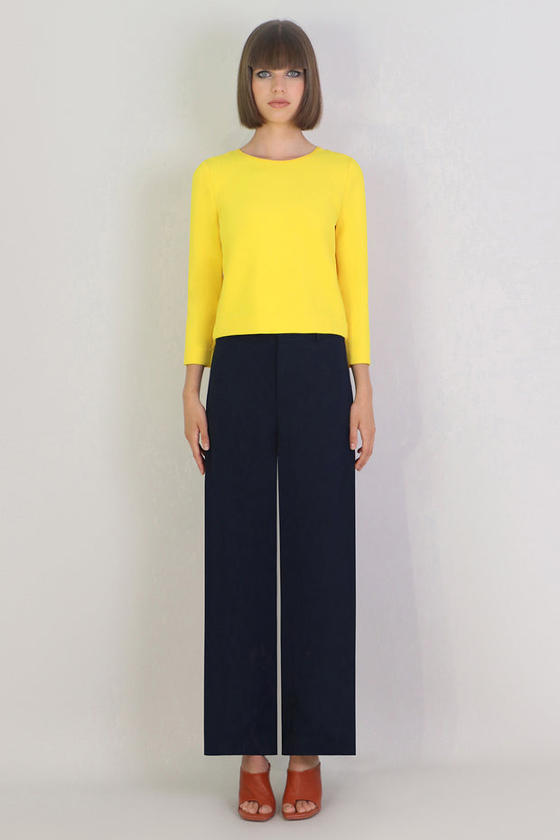 Fluid Split Wide Leg Pant Navy