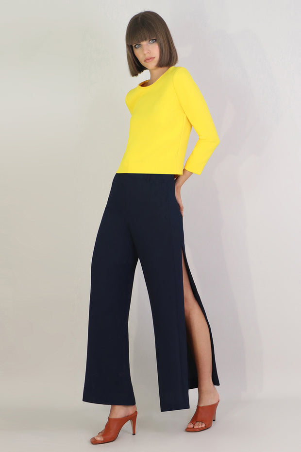 Fluid Split Wide Leg Pant Navy