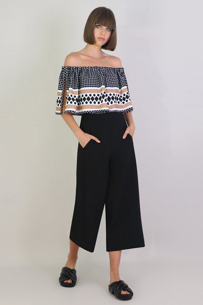 Tissue Wide Leg Culotte Black