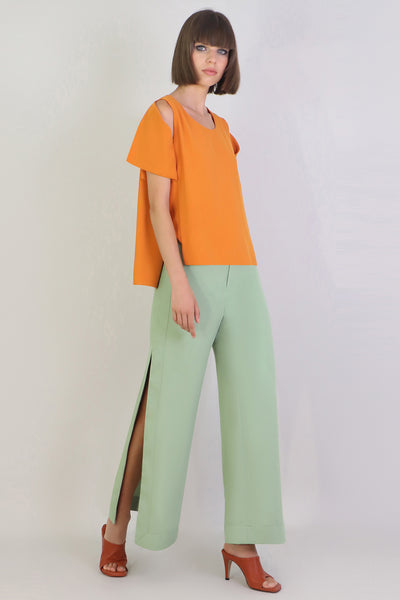 Fluid Split Wide Leg Pant Sage