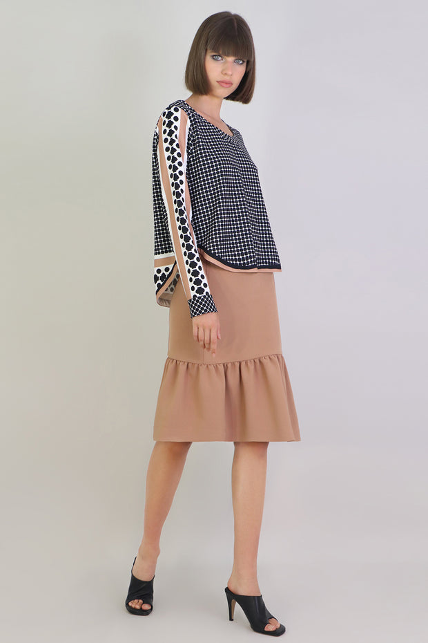 Tissue Midi Peplum Skirt Nutmeg