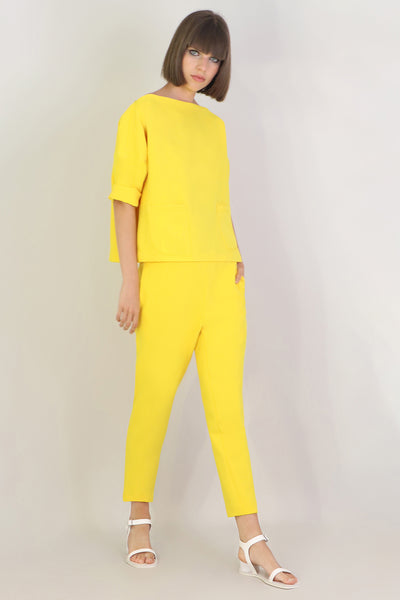 Tissue Narrow Crop Pant Sunflower