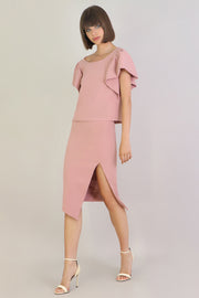 Tissue Asymmetric Split Skirt Pink