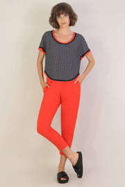 Tissue Narrow Crop Pant Red