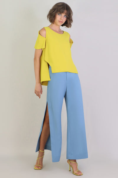 Fluid Split Sleeve Blouse Yellow