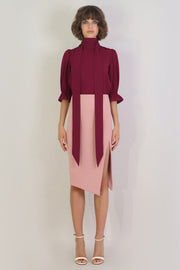 Tissue Asymmetric Split Skirt Pink