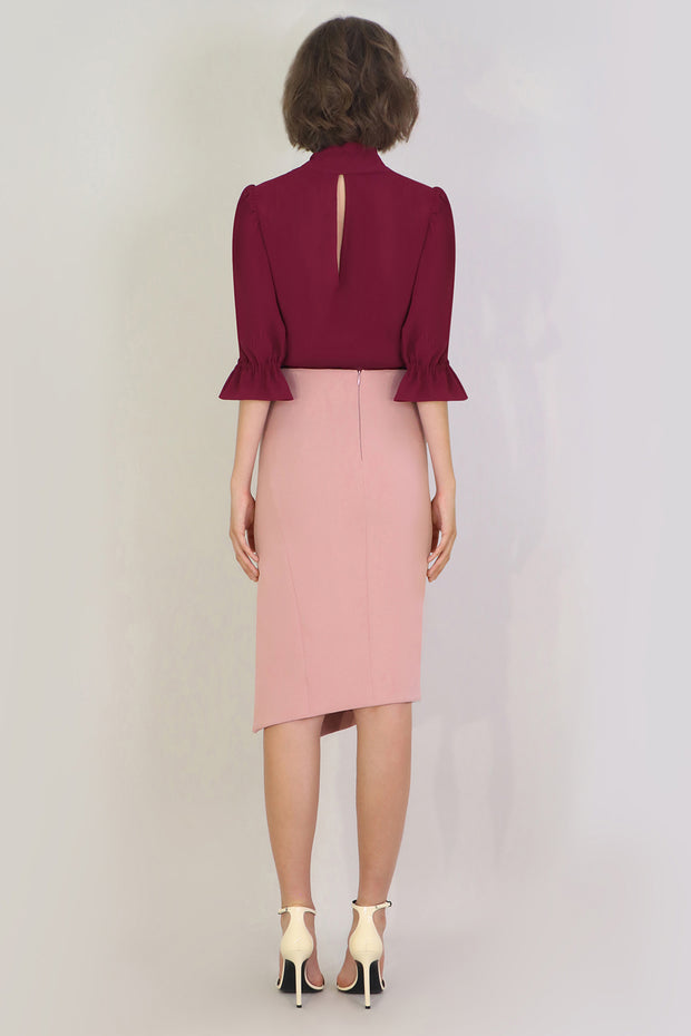 Tissue Asymmetric Split Skirt Pink