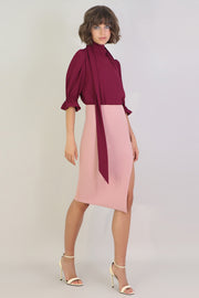 Tissue Asymmetric Split Skirt Pink