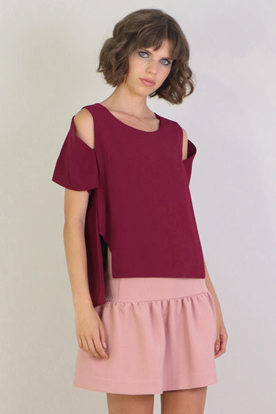 Fluid Split Sleeve Blouse Raspberry