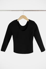 Tissue Bodice Top 3/4sl Black