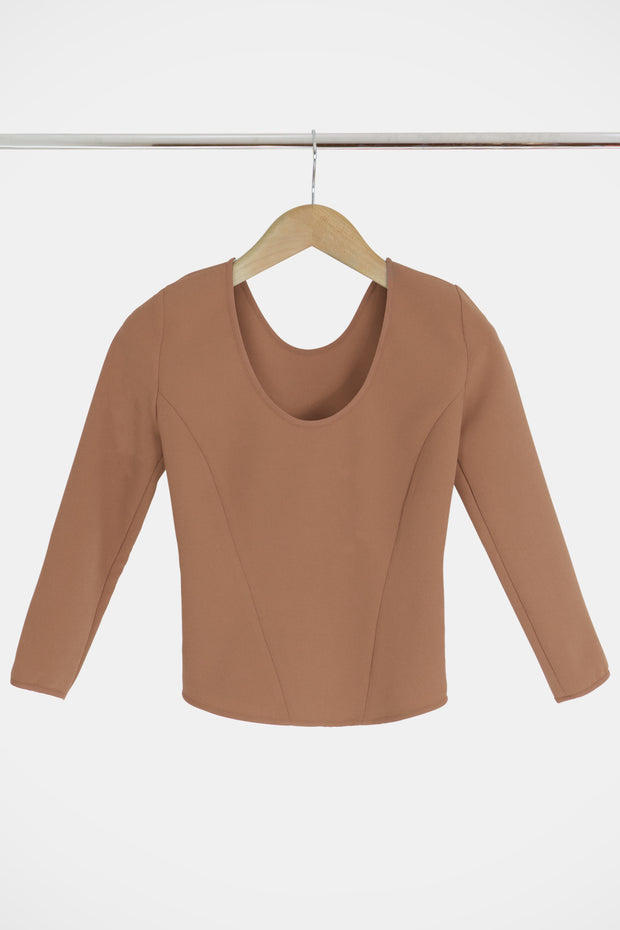 Tissue Bodice Top 3/4sl Nutmeg