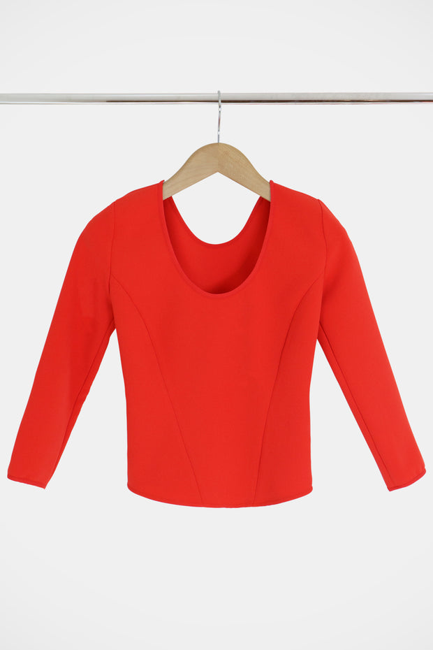 Tissue Crop Top 3/4sl Red