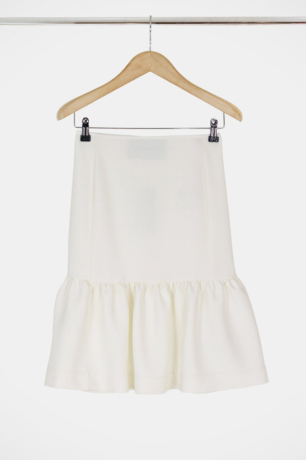 Tissue Midi Peplum Skirt Ivory