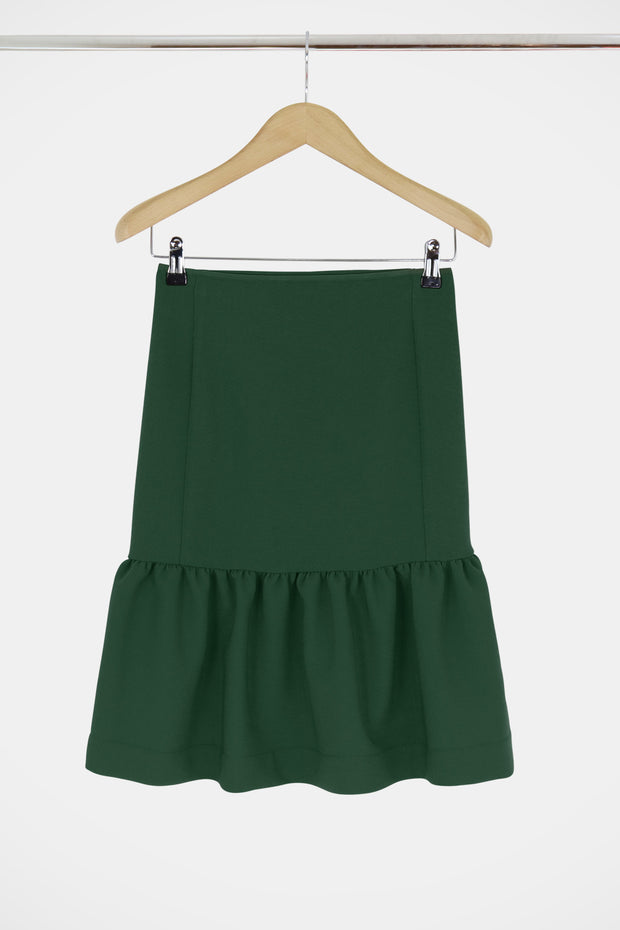 Tissue Midi Peplum Skirt Khaki