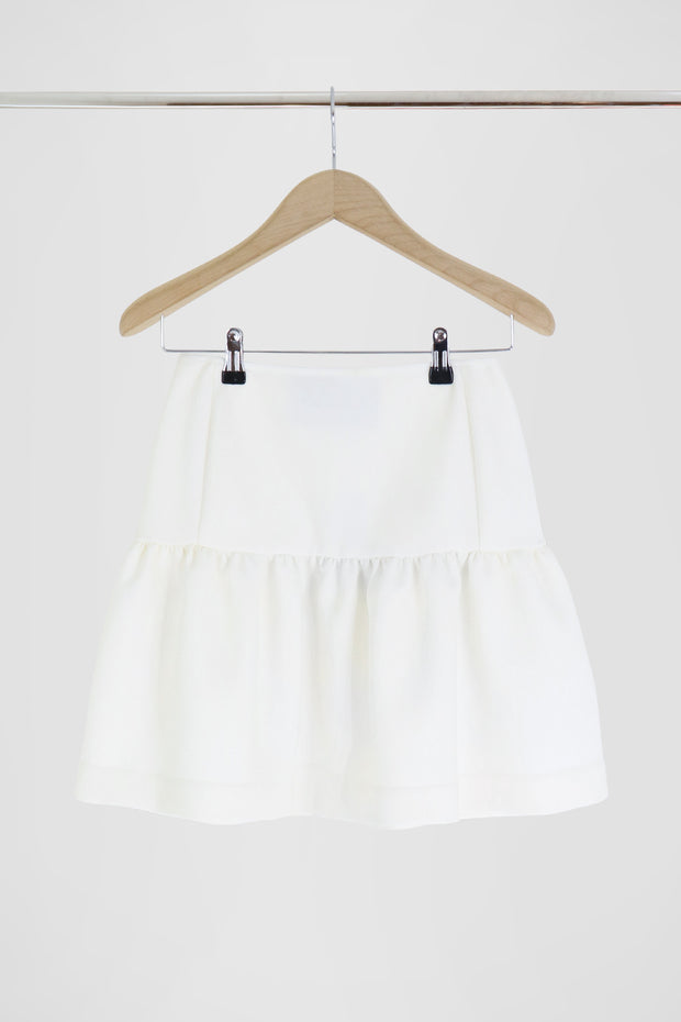 Tissue Mini Peplum Skirt Ivory