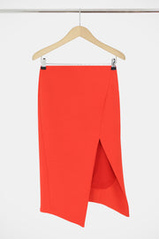 Tissue Asymmetric Split Skirt Red