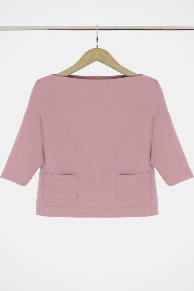 Tissue Swing Top With Pockets 3/4sl Pink